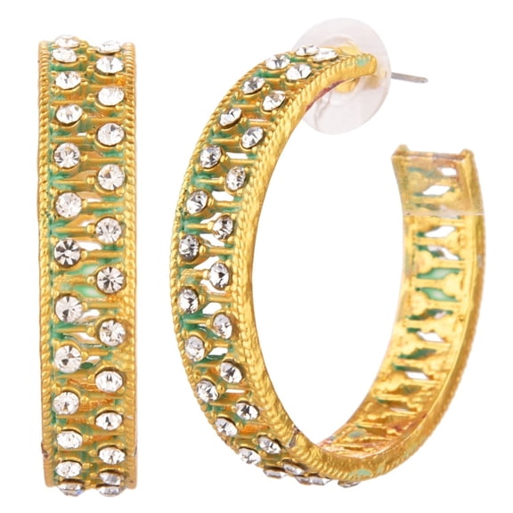 Efulgenz Hoop Earrings Small Huggie Open Half Hoop Piercing Crystal Earrings Indian Jewelry for Women , White, Perfect Valentines Day Gifts for Her