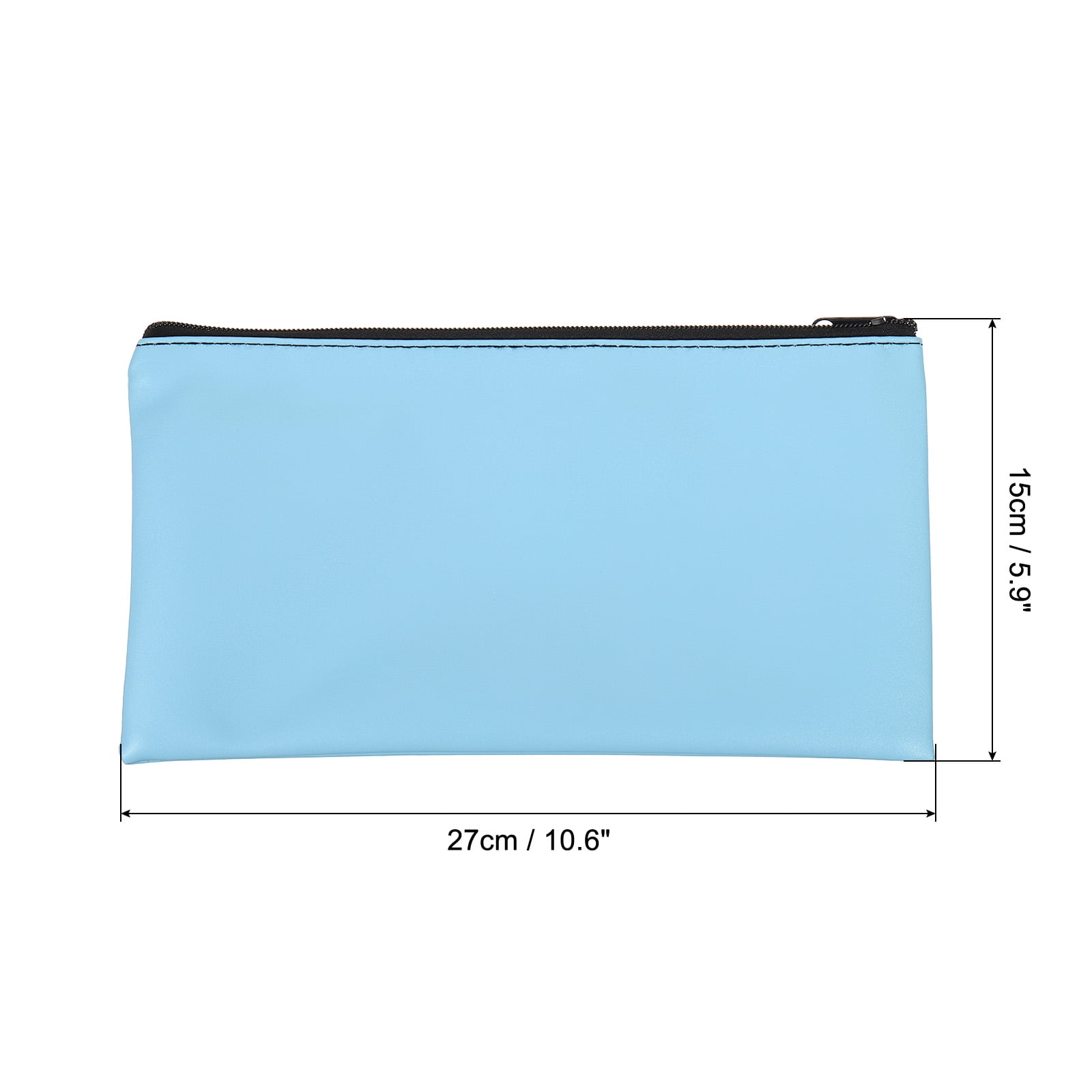 Unique Bargains Waterproof Zipper Bag Leatherette Compact Bills Pencil Pouch Sky Blue