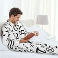 thumbnail image 4 of Mens Pajamas Set, Math Symbol Print funny Button Down Long Sleeve Loungewear Sleepwear Pjs sets for Men, 4 of 5