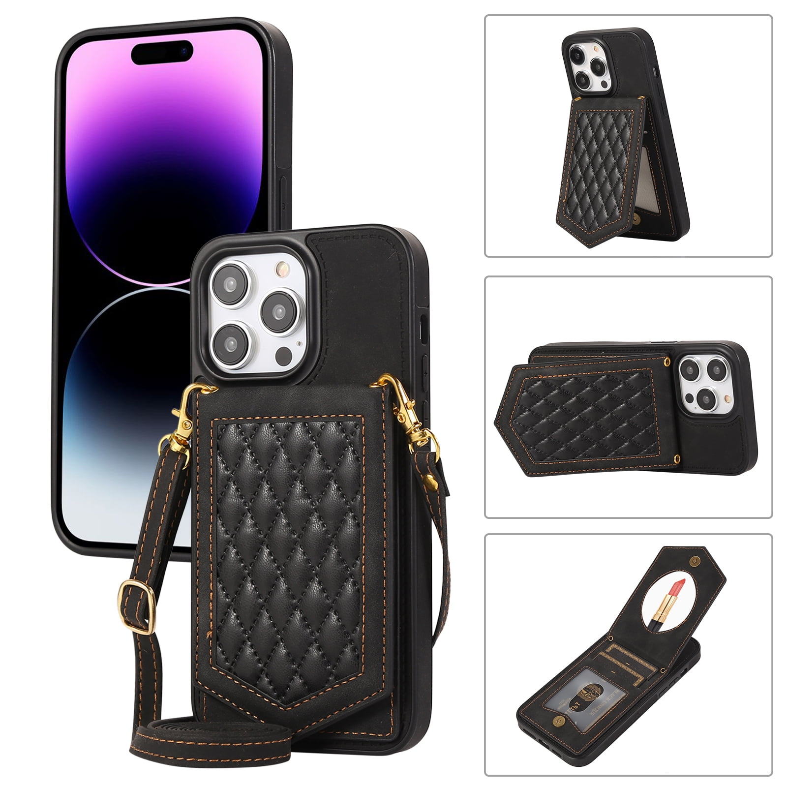 Designer Wallet Case Compatible with iPhone 14 Pro Max Crossbody