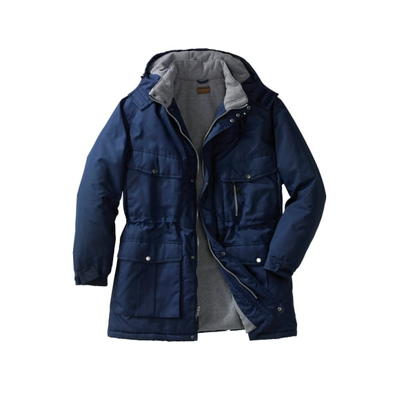 Boulder Creek By Kingsize Men's Big & Tall  Fleece-Lined Parka With Detachable Hood And 6 Pockets Coat