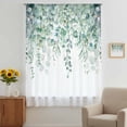 thumbnail image 3 of Teal Eucalyptus Leaves Sheer Curtains 96 Inches Long, Spring Floral Summer Botanical Light Filering Curtains, Privacy Drapes Simi Floor to Veiling Curtain for Living Room Large Window Treatment, 3 of 9