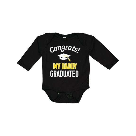 Inktastic Congrats My Daddy Graduated with Cap Boys or Girls Long Sleeve Baby Bodysuit
