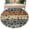 thumbnail image 2 of Gray Dog Paws 6ft Round Rug, Farmhouse Vintage Modern Grey Brown Wood Non-Skid Rubber Backing Large Area Rugs - Living Room Bedroom Home Office, Indoor Floor Mat Carpets Washable Rug, 2 of 9