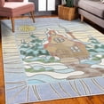 thumbnail image 3 of Winter Decorative Rug, Stain Glass Style Print of a Country Town House Pine Trees Snow Covered, Quality Carpet for Bedroom Dorm and Living Room, 6 Sizes, Baby Blue Multicolor, by Ambesonne, 3 of 4