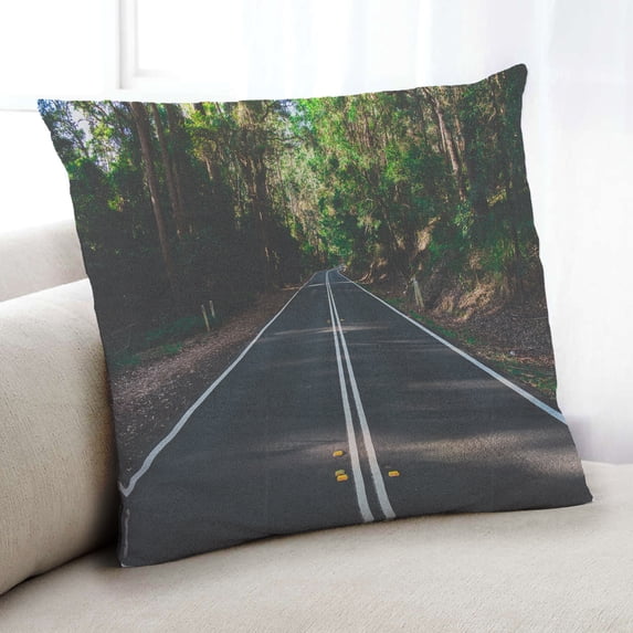 Ahgly Company Transportation Road Indoor Throw Pillow, 18 inch by 18 inch