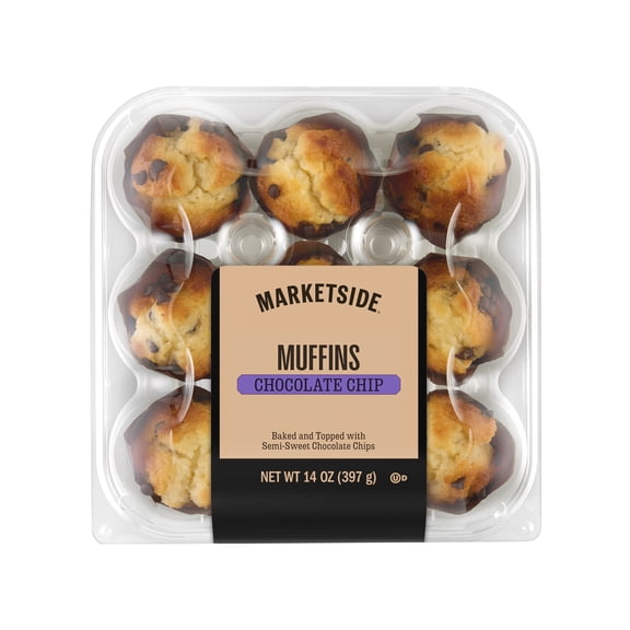 Marketside Chocolate Chip Baked Muffins, 9 Count, 14 oz (Shelf Stable)