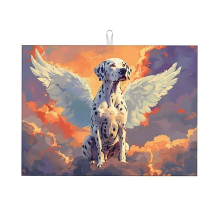 

Kdxio Colorful Cloud Spotted Dog for Dish Drying Mat 24*18 inch Absorbent Dish Drainer Kitchen Counter Large Size Dish Drying Pad for Countertops Draining Racks