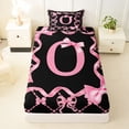 thumbnail image 3 of Manfei Pink Bow Letter O Twin Sheet Sets, Kawaii Ribbon Bedding for Girls Women, 3pcs, 3 of 5