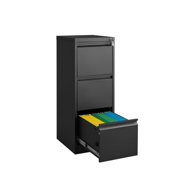 M optimized 3 Drawer Metal File Cabinet, Vertical Filing Cabinets with Lock Storage Cabinet for Home Office, Storage Drawer Hanging Letter/Legal/F4/A4 Files