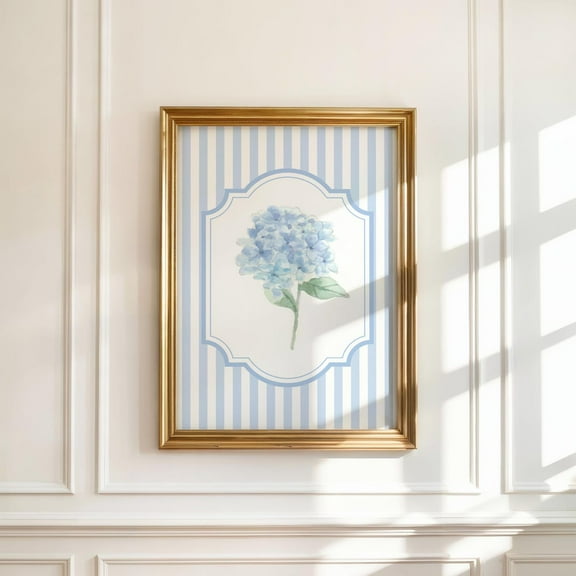 Blue Hydrangea Wall Art, Hydrangea Art Print, Grand Millennial Wall Art, Preppy Wall Art, College Dorm Decor, College Dorm Print Home Decor #704, Unframed Poster Size 8x12