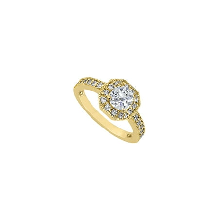 1 Carat Engagement Ring of Triple AAA Quality CZ in 14K Yellow