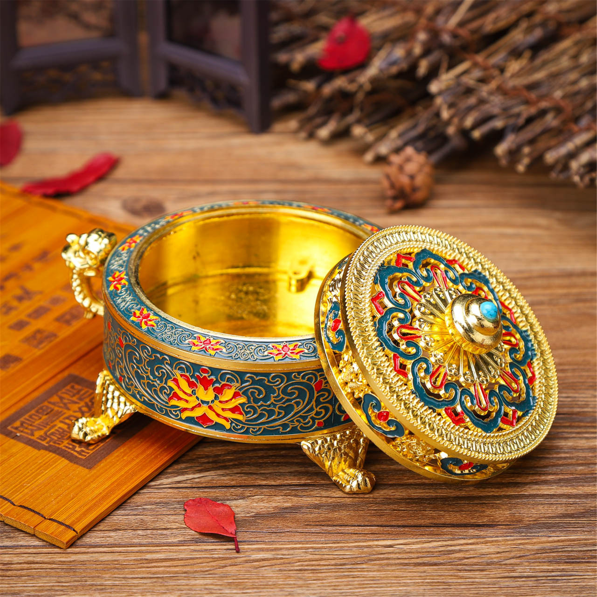 BP.　INCENSE HOLDER Vintage Incense Burner Holder, Gold & Blue - Walmart.com