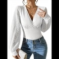 thumbnail image 2 of Blusas de Mujer con Escote en V Profundo y Cruzado, Camisetas de con Lunares y Larga, Blusas Informales. XL, 2 of 9