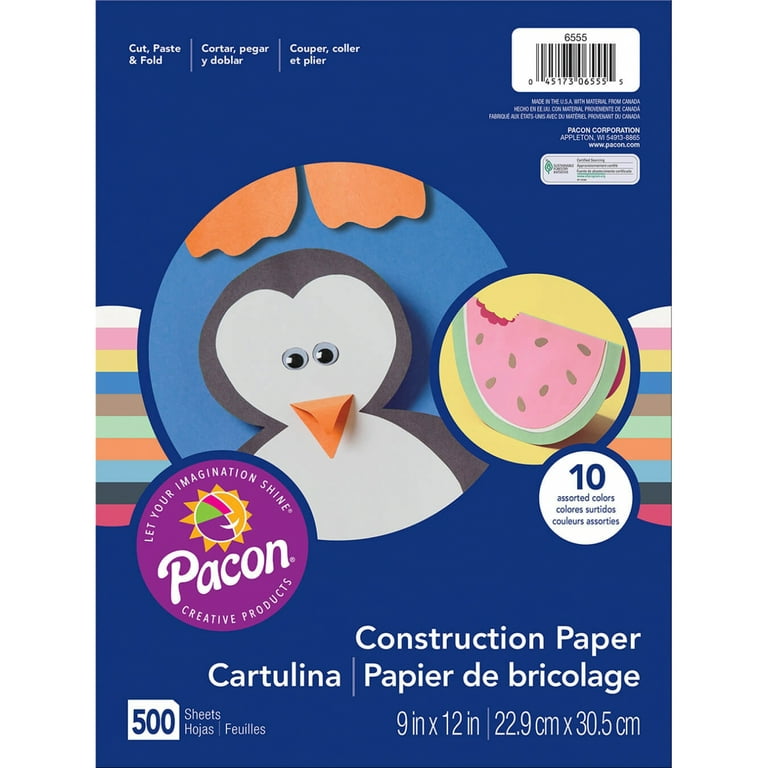 Colorations Assorted Colors of Construction Paper, 9 x 12 - 500 Sheets