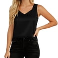 thumbnail image 3 of Lume Wear Women's Silk Satin Tank Tops V Neck Camisole Casual Sleeveless Shirt Blouses Silky Basic Tanks S&Black, 3 of 5