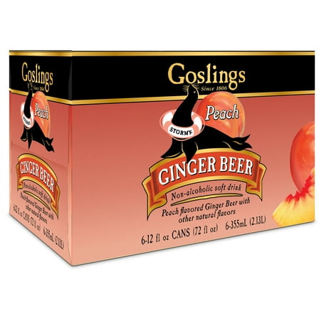 Goslings Stormy Peach Ginger Beer, 6 Pack of 12 fl. oz Aluminum Cans