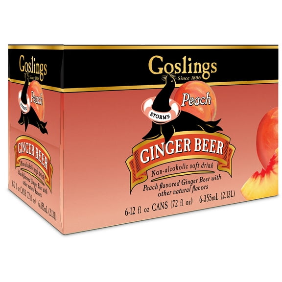 Goslings Stormy Peach Ginger Beer, 6 Pack of 12 fl. oz Aluminum Cans