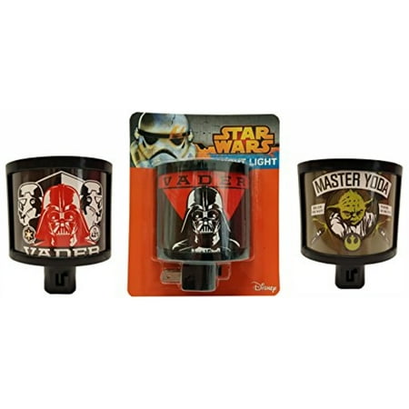 Yoda Lights Set of 3 Disney's Star Wars On/Off Manual Night Lights - Darth Vader, Darth Trio, Yoda -Perfect for any Room in the House! (Set of 3) ()