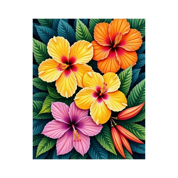 Paint by Numbers Kit for Adults, Vibrant Blooming Floral Collage Paint by Numbers, Easy Paint by Numbers Kit for Adults Beginner, DIY Adult Paint by Number Kits on Canvas, 12x16in Home Decor