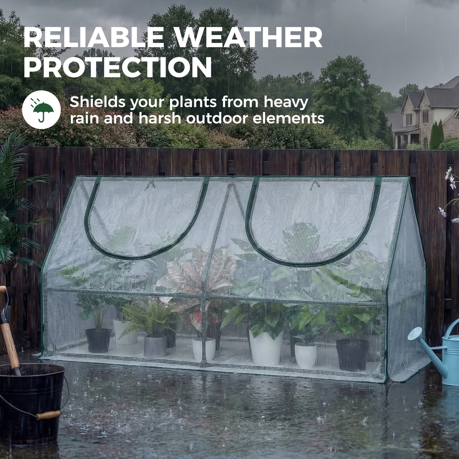 GENTINGBRO Mini Greenhouse with 2 Zipper Doors, Water-Resistant, UV-Protected for Flowers, Vegetables, and Herbs, Green