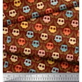 thumbnail image 3 of Soimoi Red Poly Georgette Fabric Leaves & Owl Tribal Print Fabric by Yard 42 Inch Wide, 3 of 3