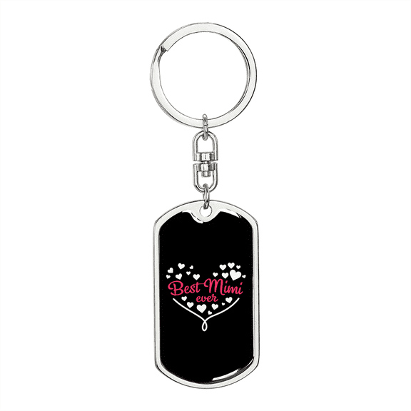 Best Mimi Mom Stainless Steel or 18k Gold Premium Swivel Dog Tag Keychain