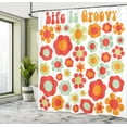 thumbnail image 5 of Ambesonne Retro Shower Curtain, Colored Art Dated Style, 69"Wx84"L, Mint Green Orange Red, 5 of 5