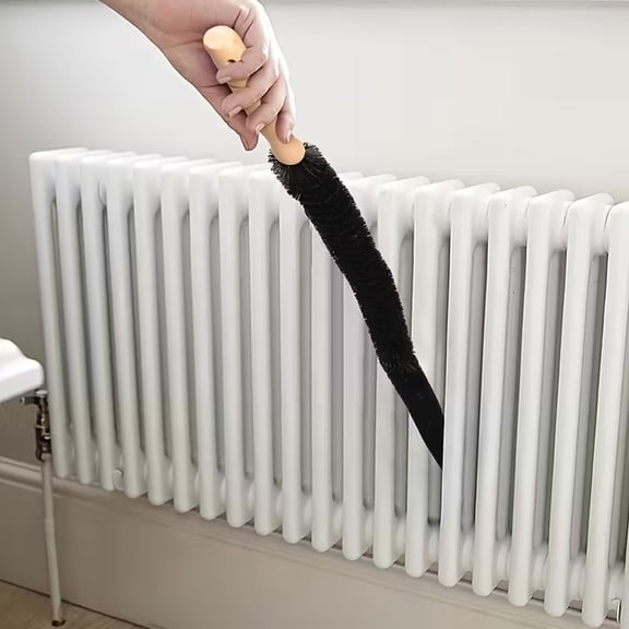 Heavy Duty Radiator Cleaning Brush with Wooden Handle - Durable Nylon Bristles for HVAC, Refrigerators, and More