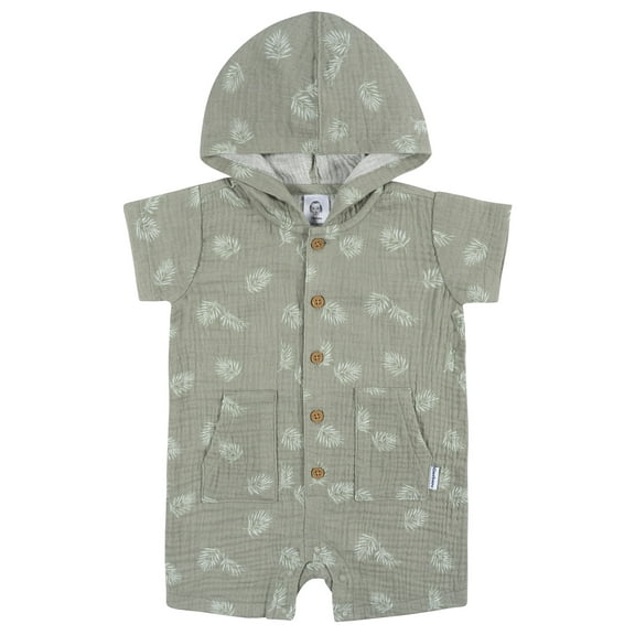 Gerber Baby Boy Short Sleeve Hooded Romper, Sizes Newborn - 24 Months
