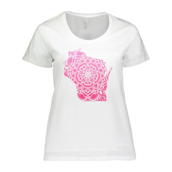 Inktastic Wisconsin Silhouette Mandala Women's Plus Size T-Shirt