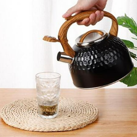 

2500ml Black Stainless Steel Tea Pot Whistling Kettle Thickened Bottom Anti Heat Handle for tops Gas Electric Induction Professional