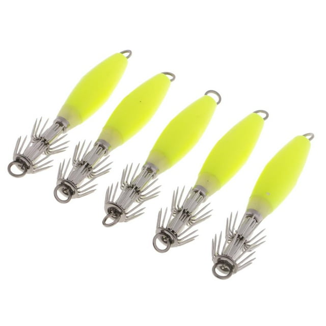 5pcs Señuelos de Calamar DYNWAVEMX Gancho de pesca de mar amarillo