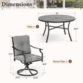 thumbnail image 3 of Summit Living 5-Piece Outdoor Patio Dining Set, Round Patio Table and Swivel Cushioned Chairs for 4, Black & Gray, 3 of 12