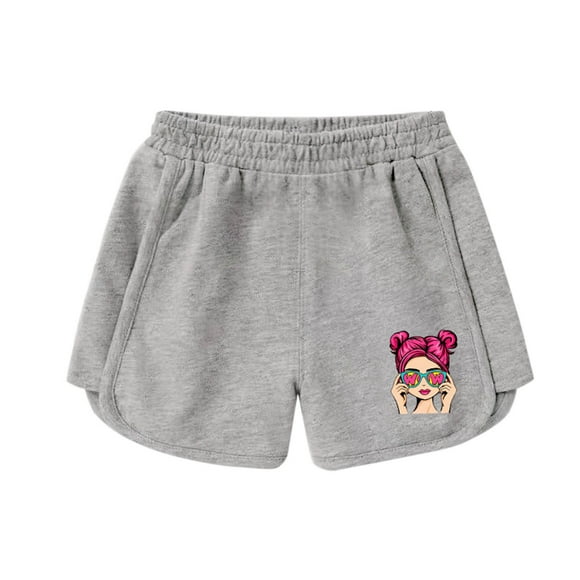 Odeerbi 3-9 Años Niñas Verano Algodón Dopaina Pantalones Cortos Impresión Linda Entrenamiento Deportivo Pantalones Cortos Cintura Elástica Pantalones Cortos Casuales
