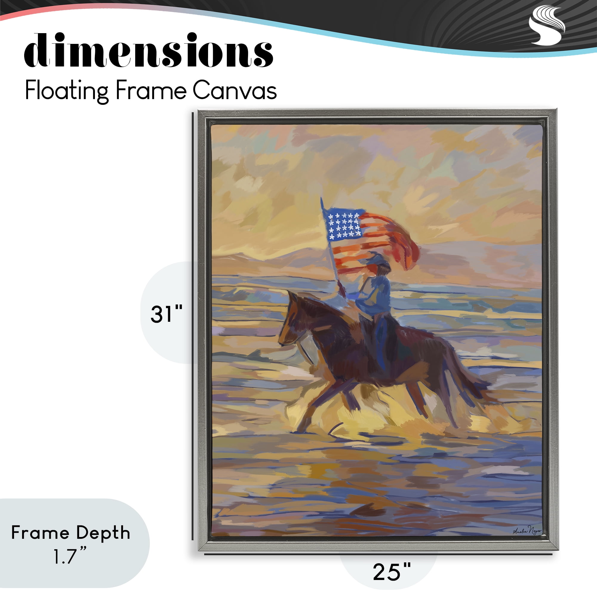 Stupell Industries American Cowgirl Abstraction Gray Framed Floater Canvas Wall Art, design by Amelia Noyes