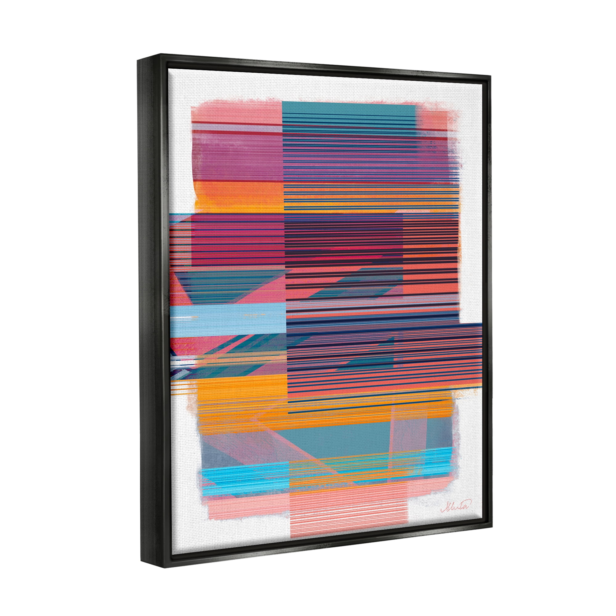 Stupell Industries Contemporary Lines Abstract Abstract Painting Black Floater Framed Canvas Art Print Wall Art, 17 x 21