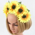 thumbnail image 3 of EeaseMX Tocado de girasol amarillo, diadema hawaiana con flores simuladas, accesorios para fotos navideñas, 3 of 8