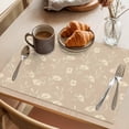 thumbnail image 3 of Beige Floral Placemats Set of 4, Vintage Spring Botanical Flowers Washable Wipeable Table Mats for Dining Tables, Indoor Outdoor Kitchen Place Mats for Holiday Party Table Decor, 3 of 9