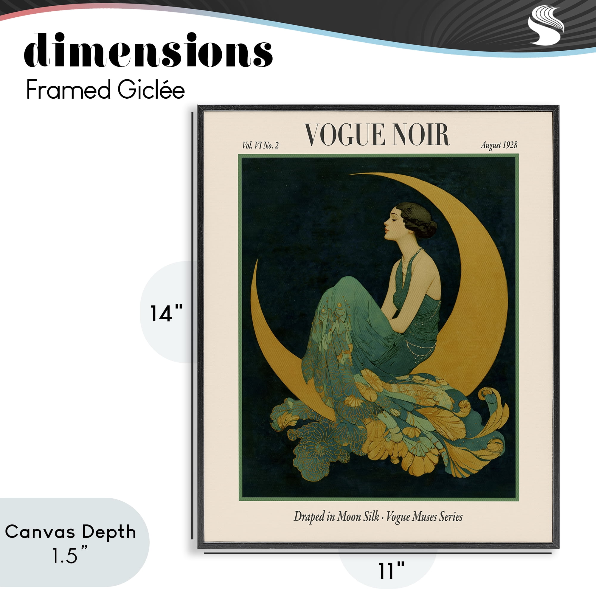 Stupell Industries Draped In Moon Silk Black Framed Giclee Art, design by A Barefoot Stylist
