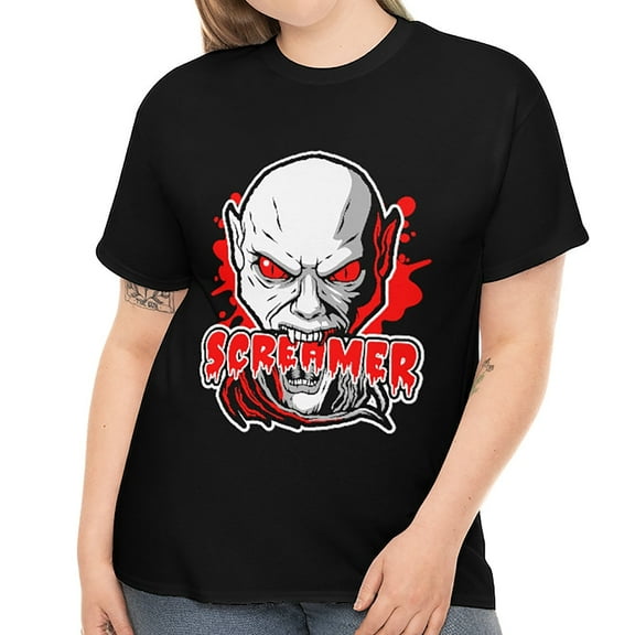 Screamer Halloween Shirts for Women Plus Size 1X 2X 3X 4X 5X Vampire Shirts Halloween Costumes for Plus Size Women