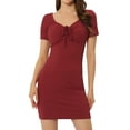 thumbnail image 1 of Mini Vestido Informal de Punto Ajustado con Escote para Mujer Vestido Ceñido Elegante rojo M, 1 of 6