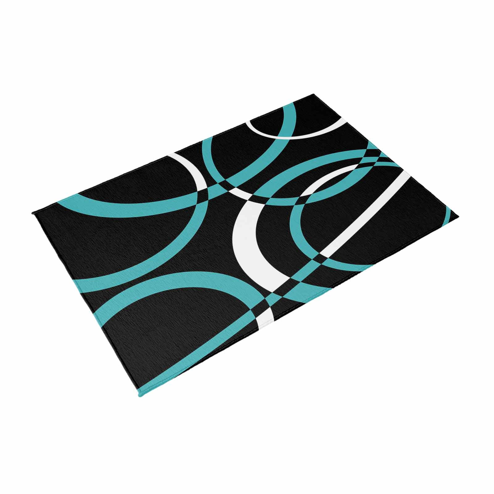 Turquoise Geometric Outdoor Rug for Patio/Deck/Porch, Non-Slip Large Area Rug 5 x 7 Ft, Modern Abstract Aesthetic Striped Art Indoor Outdoor Rugs Washable Area Rugs, Camping Rug Carpet Runner