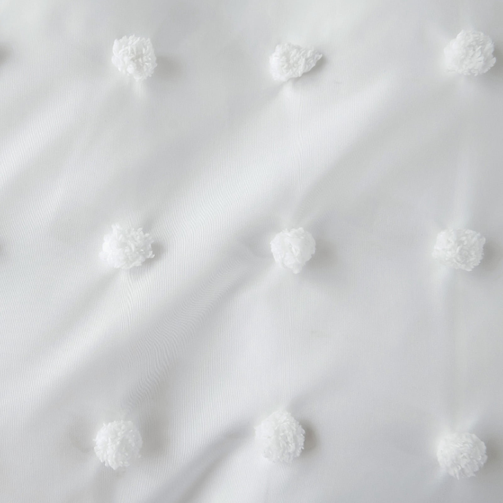 Qookiee White Tufted Dot Duvet Cover Sets Queen Size Boho Soft Embroidery Shabby Chic Duvet Covers 100% Soft Luxury Microfiber Washed Bohemian Bedding Sets 1 Duvet Cover 90x90 in and 2 Pillow Shams