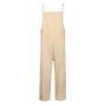thumbnail image 4 of ZXLBBD Womens Striped Linen Jumpsuits Summer Fit Adjustable Strap Sleeveless Overalls Harem Wide Leg Bib Pants Casual Outdoor Versatile Daily Wear, 4 of 7
