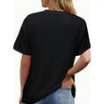 thumbnail image 2 of T-Shirt Rétro Imprimé Léopard pour Femmes - Col Rond Décontracté, Manches Courtes, Polyester, Lavable en Machine, Noir avec Détail Lèvres Roses, Chemise Imprimé Léopard, 2 of 6