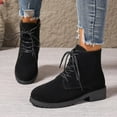 thumbnail image 6 of Women's Ankle Boots Casual Chunky Heel Round Toe Side Zipper Lace-Up Soft Suede Low Heel Fashion Footwear, 6 of 10