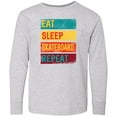 thumbnail image 3 of Inktastic Skateboarding Eat Sleep Skateboard Repeat Long Sleeve Youth T-Shirt, 3 of 5