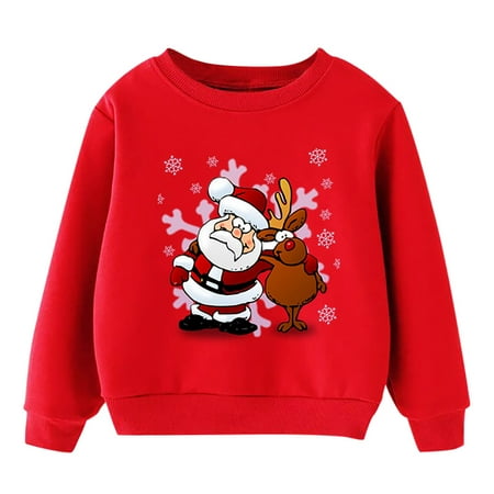 

Hoodies for Girls Trend Red Casual Christmas Cartoon Christmas Tree Cute Baby Sweatshirt