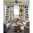 thumbnail image 6 of Sunflowers Blackout Curtains for Bedroom Living Room Darkening Curtains 84 Inch Length 2 Panels Set Yellow Floral Botanical Black White Checkered Rustic Window Curtain Window Treatment Drapes 42"x84", 6 of 9